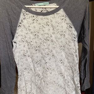 Grey and Lace baseball tee. Maurice’s. Size M.